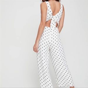 Aritzia Wilfred Square Neck Jumpsuit - White / Polka Dot (6)